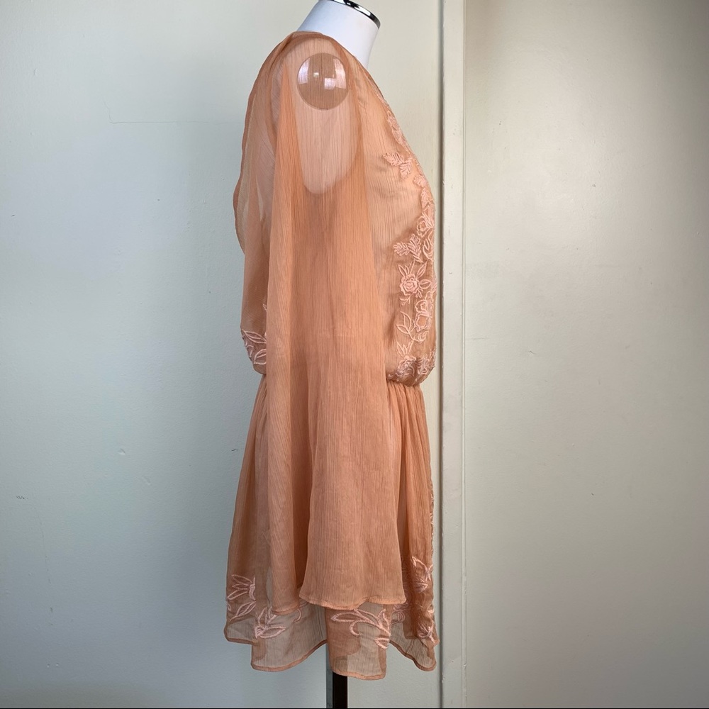 TJD Embroidered Floral Semi Sheer Bell Sleeve Dress - Picture 6 of 14